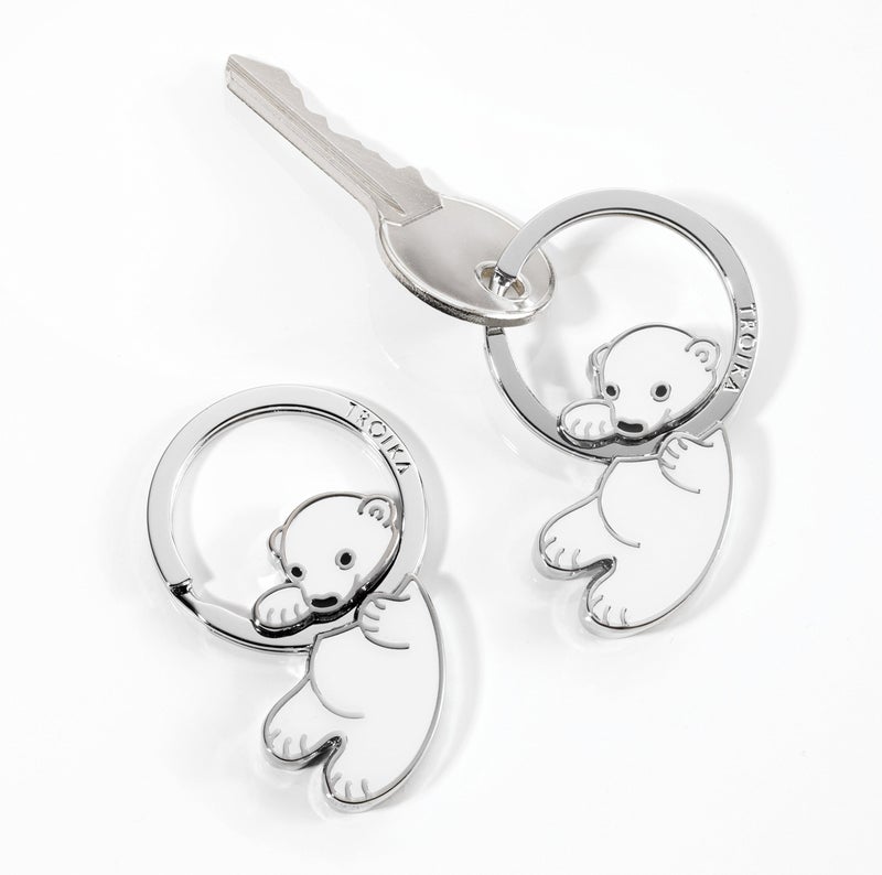 Troika Keychain with Polar Bear Baby Charm (KR8-03/WH) - Image 1